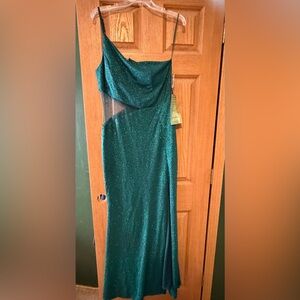 Hunter One Shoulder Emerald Evening Dress